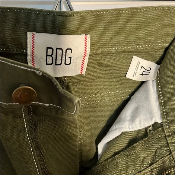 BDG High Rise Color-Block Jeans Green Yellow - Picture 3 of 5